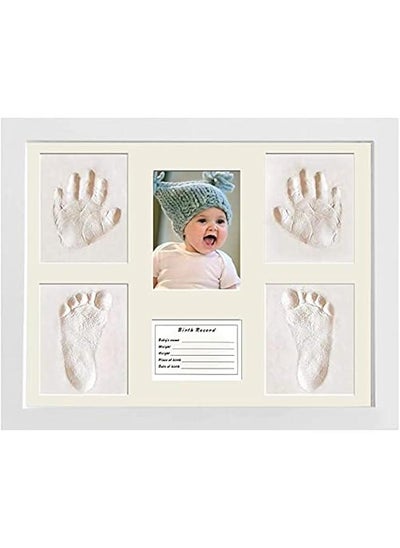 اشتري Baby Clay Handprint Footprint Kit Picture Frame, Perfect for Baby Gifts, Memory Photo Frame - Newborn Baby Keepsake Frames Plaster Kit Photo Frame في السعودية