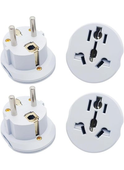 Buy [4-Piece] Plug Converter, UAE, USA, EU, UK, AU, CN to KSA/EU/Germany Socket, Travel Adapter, Universal Socket Travel Adaptor for Business Trip Holiday Hotel Airport for Cell Phone, Laptop (White) in UAE