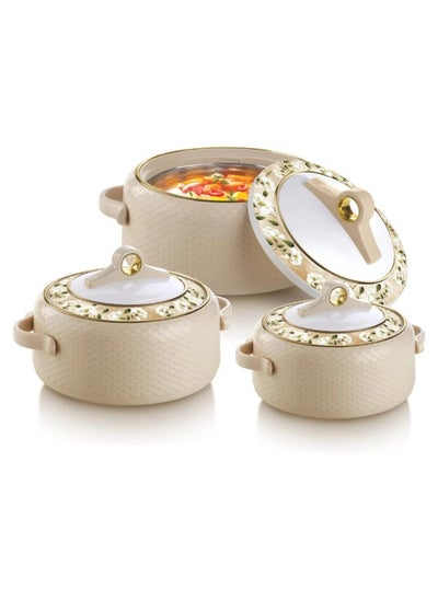 Buy Coral Casserole Food Warmer Stainless Steel Insulated Hotpot 3 Pc Set 2.5,3.5,5L in UAE