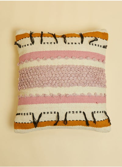 Buy Pink & Mustard Tassle Cushion- 16" X 16" in Saudi Arabia