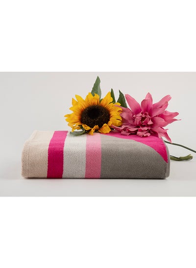 Buy Cross Stripe 500 Gsm 100% Cotton Terry -Cross Stripe Design1 Bath Towel 70X140 CmLuxury Touch Extra Absorbent-Pink in UAE