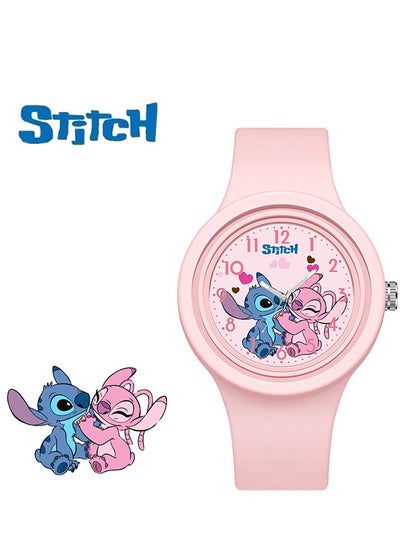 Buy Stitch Cartoon Waterproof Children's Student Watch Pink in Saudi Arabia