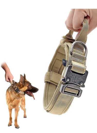 Buy Tactical Dog Collars Adjustable, Thick Nylon Dog Collar with Handle for Training Quick Release Heavy Duty Metal Buckle Military for Small Medium Large Dogs L in UAE