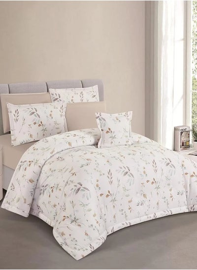 Buy Cloudy 7-Piece Summer Bedding Set - Double - White - Beige in Saudi Arabia