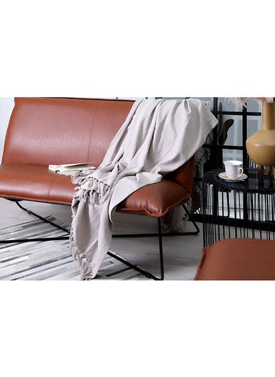 اشتري Skyla Knotted Fringed Throw Beige 130X170Cm في الامارات