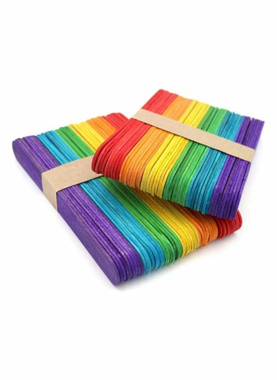 Buy 100-Piece Wooden Ice Cream Popsicle Stick Colored 150x18x1.6mm in Saudi Arabia