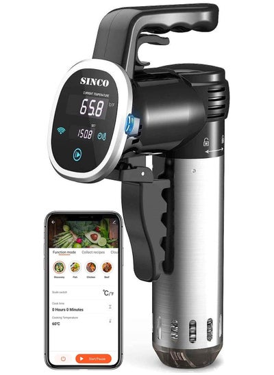 اشتري Sous Vide Cooker, Sinco Wifi 1000Watt Thermal Immersion Circulator, Accurate Temperature Digital Timer, Stainless Steel, Ultra-quiet, Beef Low Temperature Cooker في الامارات