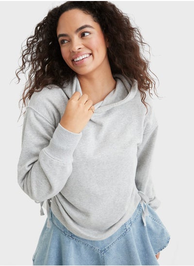 Buy Ruched Cuff Sleeve Hoodie in UAE