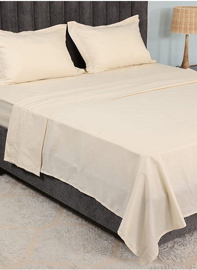 اشتري Pin Stripe King Flat Sheet Set, Ivory – 250 TC, 255x274 cm في الامارات