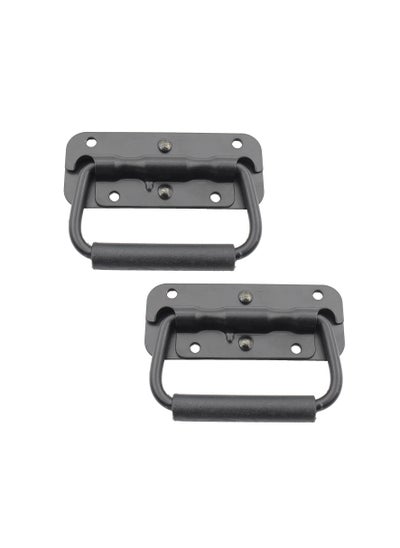 اشتري Spring Loaded Pull Handles, Surface Mount Chest Handle with Rubber Grip Handmade Chest Trunk Lifter Handle Pull Heavy Duty Hardware for Chests Trunks Crates Storage Boxes Thickened 2mm (2 Pack) في الامارات