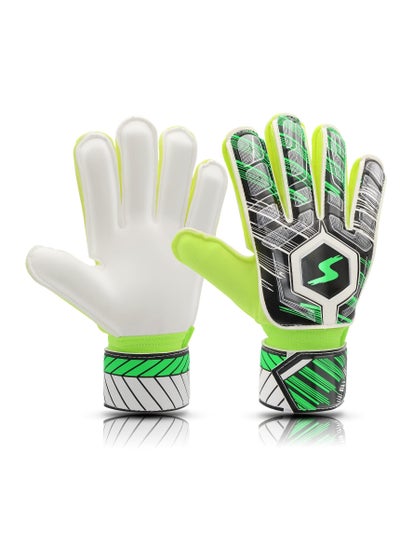 اشتري Children Football Gloves, 9# Kids Youth Football Soccer Goalkeeper Goalie Training Gloves Gear with Strong Grips Palms, Soccer Goalie Goalkeeper Gloves for Kids Boys Children (Green) في الامارات