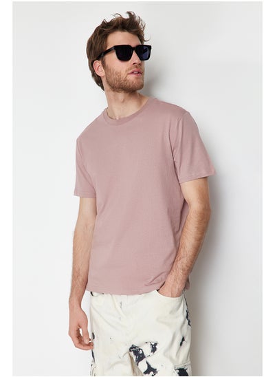 Buy Pale Pink Slim/Narrow Fit 100% Cotton Basic T-Shirt TMNSS19BO0001 in Egypt