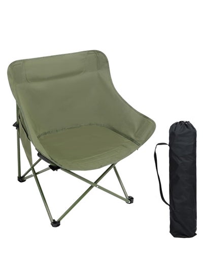 اشتري Camping Chair, Portable Folding Outdoor Lawn Chair with Side Pockets, Lightweight Beach Arm Chair, for Camping, Hiking, Fishing, Backyard, Lawn, Garden في الامارات