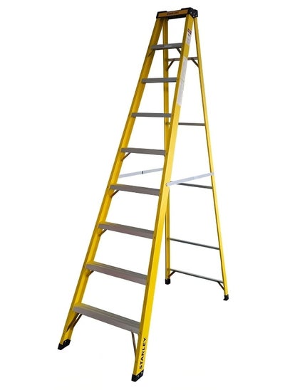 Buy STANLEY Step Ladder | 8 Steps Fibre Ladder | Anti Slip Steps | Non-Slip Rubber Edge Guards | 150 KG Loading Capacity | EN131 Approved in UAE