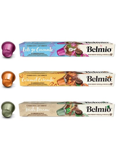 Buy Belmio Flavoured Collection Coffee Capsules, Compatible with Nespresso Original Line, Pack of 3, 10 Capsules in 1 Sleeve in UAE