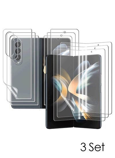 Buy Screen Protector for Samsung Galaxy Z Fold 4 5G, Full Coverage HD Clear Film Anti-Bubble Touch Sensitive Easy Install Anti Scratch Soft Protective（3 Set） in Saudi Arabia