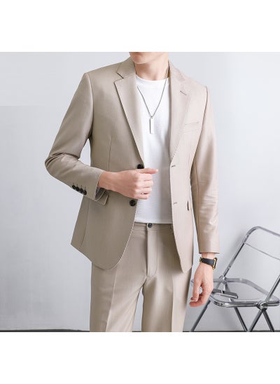 اشتري High-end Suit for Boys Light Mature Korean Style Casual Slim-fit Coat Spring and Autumn Fashionable Single Top for Working Youth Apricot [Single West]] في السعودية