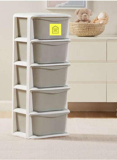 Buy 5-Layer Storage Drawer Cabinet, Easy install, High Quality White/Grey 37x36.5x96 cm in Saudi Arabia