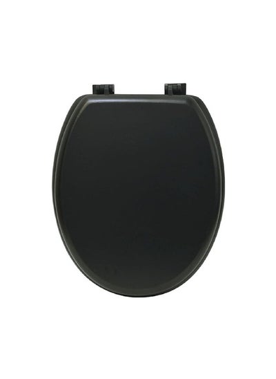 Buy MDF Wood Toilet Seat with Fixing Kit Matte Black 18 Inch 4101108 in Saudi Arabia