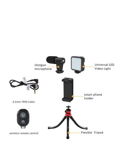 Buy Video Recording Kit for Video Shooting and YouTube Video Recording for Any Mobile Phone or Digital Camera with LED Light, Microphone and Phone Holder-Model PK 776 in Egypt