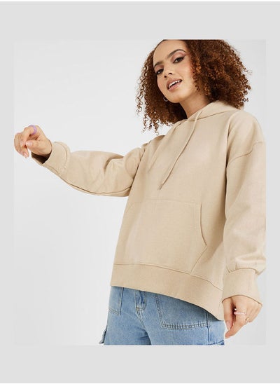 Buy Regular Length Solid Oversized Fit Hoodie in Saudi Arabia