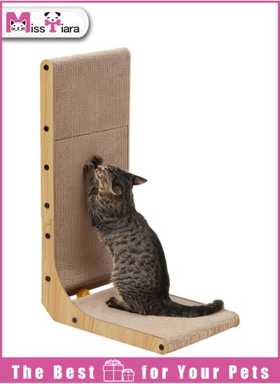 Buy Cat Scratcher, 60 cm L Shape Cat Scratch Pad Wall Mounted, Cat Scratching Cardboard with Ball Toy for Indoor Cats in UAE