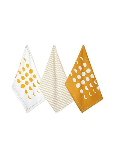 اشتري Folkulture 18" x 28" Set of 3 Kitchen Towel - Phases of Moon - Mustard في الامارات