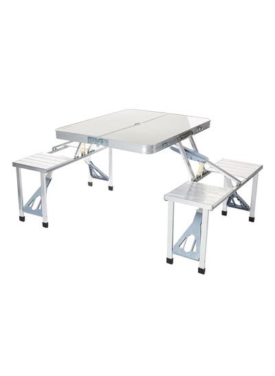 Buy Suitcase Folding Table And 4 Chair Set Aluminum Folding Camping Table Picnic Table 85X72CM in UAE