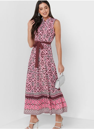 Buy Printed Tie Detail Dress in Saudi Arabia