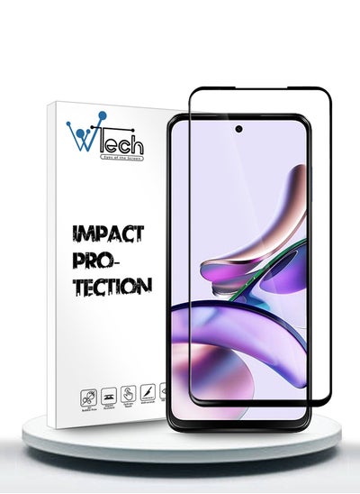 Buy Premium E2E Full Coverage Tempered Glass Screen Protector For Motorola Moto G13 4G 2023 Clear/Black in Saudi Arabia