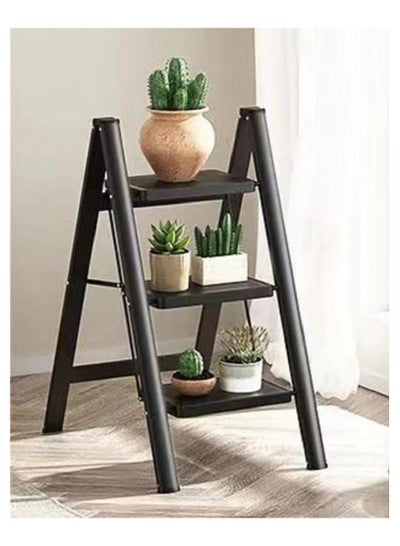 Buy Versatile home metal ladder with sturdy wide pedal foldable 3 steps perfect design in Saudi Arabia
