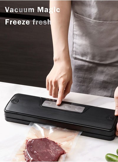 Buy Food Vacuum Machine Vacuum Sealers & Bags Automatic Sealing for Food Preservation Dry & Moist Sealing Modes with 10 Pieces Food Bag  (Black) in Saudi Arabia