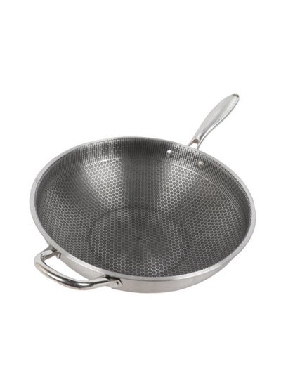 Buy 28cm Stainless Steel Non-Stick Deep Frying Pan with Handle for Frying Food and Vegetables Without Smoke or Oil in Saudi Arabia