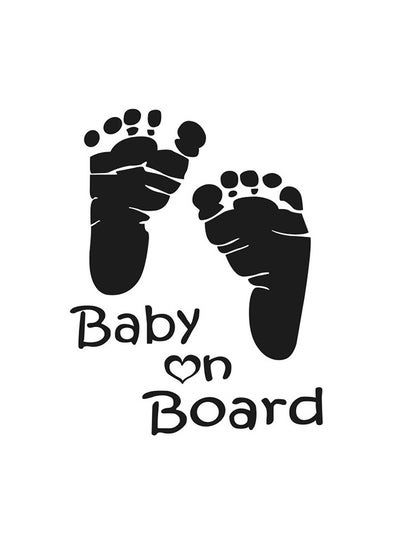 Buy Baby Footprint on Board Sticker for Cars Funny Safety Caution Decal Sign for Car Window and Bumper No Need for Magnet or Suction Cup（Black) in Saudi Arabia