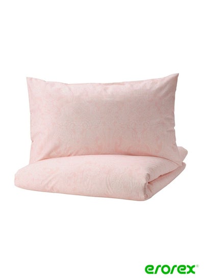 Buy Duvet cover and 2 pillowcases light pink/white 240x220/50x80 cm in Saudi Arabia