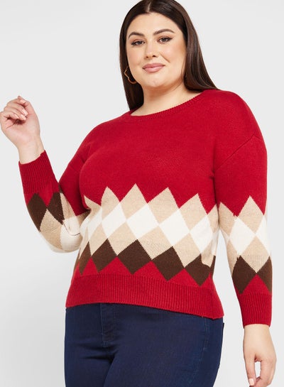 Buy Printed Crew Neck Sweater in UAE