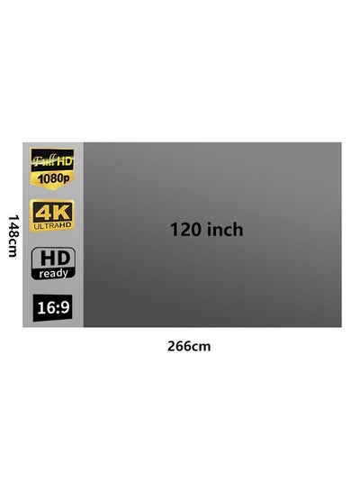 Buy Foldable 120-inch 16:9 4K 1080p FHD Metal Anti-Light Projector Screen Curtain 266x148cm in Saudi Arabia