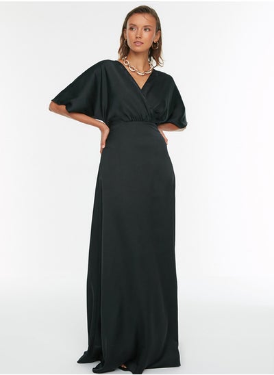 Buy Black A-Line Woven Satin Long Evening Evening Dress TPRSS22AE0076 in Egypt