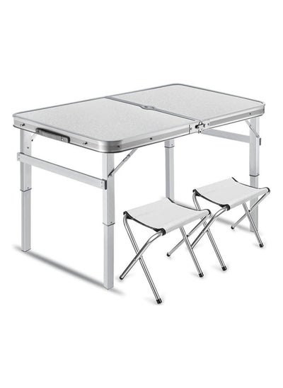 Buy Folding Tables Aluminum Metal Stools Adjustable Height Portable Camping Table Chairs Set Sturdy Lightweight in UAE