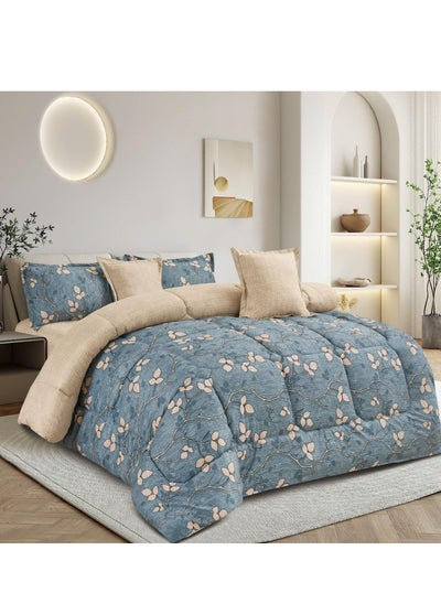 Buy Summer comforter set 6 pieces velvet medium filling excellent quality 230*250 in Saudi Arabia