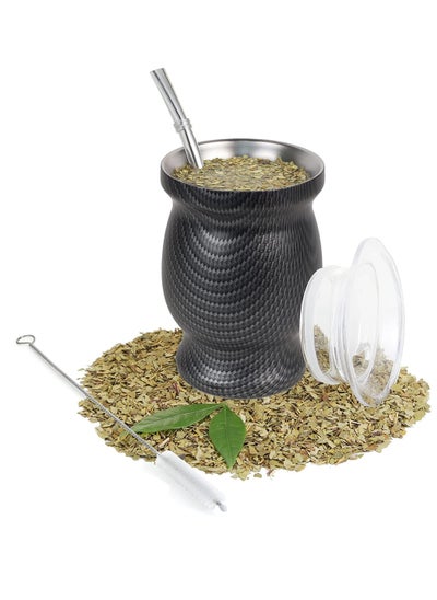 Buy Yerba Mate Tea Cup, Stainless Steel Double Walled Easy Wash Household Insulation Cup, Mate Gourds for Yerba Mate Loose Leaf Drinking, Includes Bombilla Straw and Cleaning Brush, 230 ML in UAE