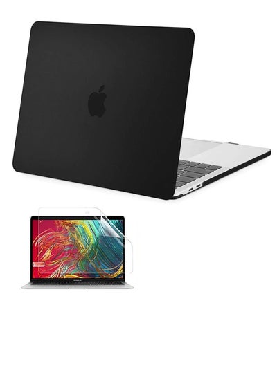 Buy Hard Shell Case and Screen Protector Compatible for MacBook New Pro 16-Inch with Touch Bar and Touch ID Model A2141 Release 2019/2020 Black in UAE