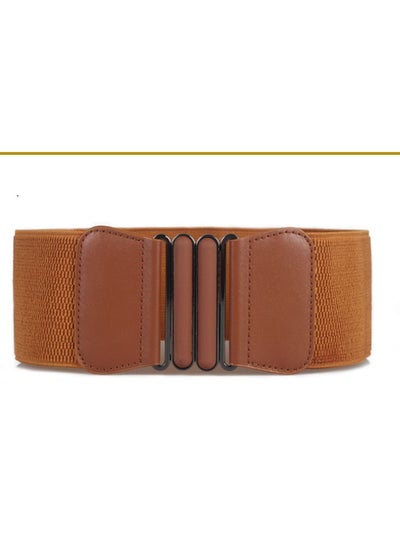 اشتري Simple Ultra Wide Women's Decoration On Buckle Waist Seal Elastic 90g  Brown في الامارات