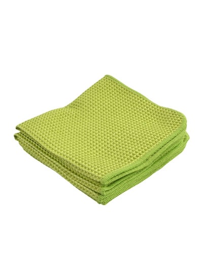 Buy 3-Piece Quick Drying Microfiber Waffle Kitchen Cloth Green 12 x 12 Inch 6638-1004 in Saudi Arabia