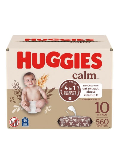 اشتري Calm Baby Diaper Wipes, Unscented, Hypoallergenic, 10 Push Button Packs (560 Wipes Total) في الامارات