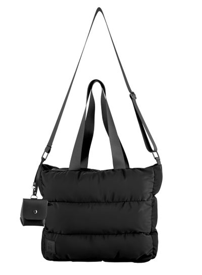 Buy Large capacity waterproof soft quilted shoulder bag and cross bag for women - Black in Egypt