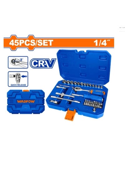 Buy Wadfow 45 Piece Socket Wrench Set 1/4" (WST4D45) in UAE