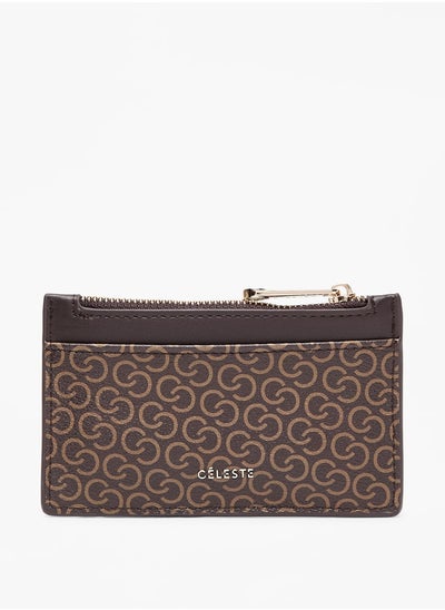 Buy Monogram Print Cardholder with Zip Closure in UAE