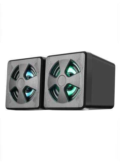 Buy 2 Pieces Set RGB Lighting Portable Stereo Speaker For PC/Laptop/Notebook in Saudi Arabia