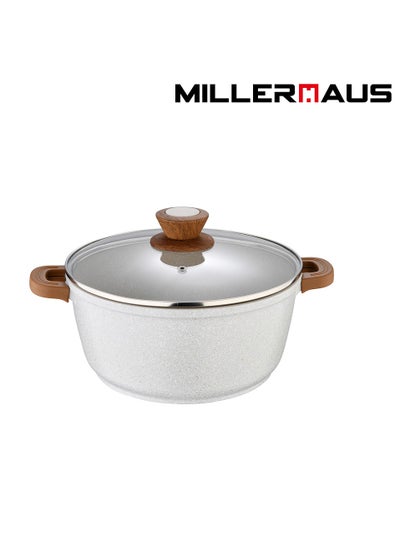 Buy Millerhaus Casserole Ø28X12Cm Cast Alu Induction With Glass Lid, High-Quality Non-Stick Coating Compatibility in UAE